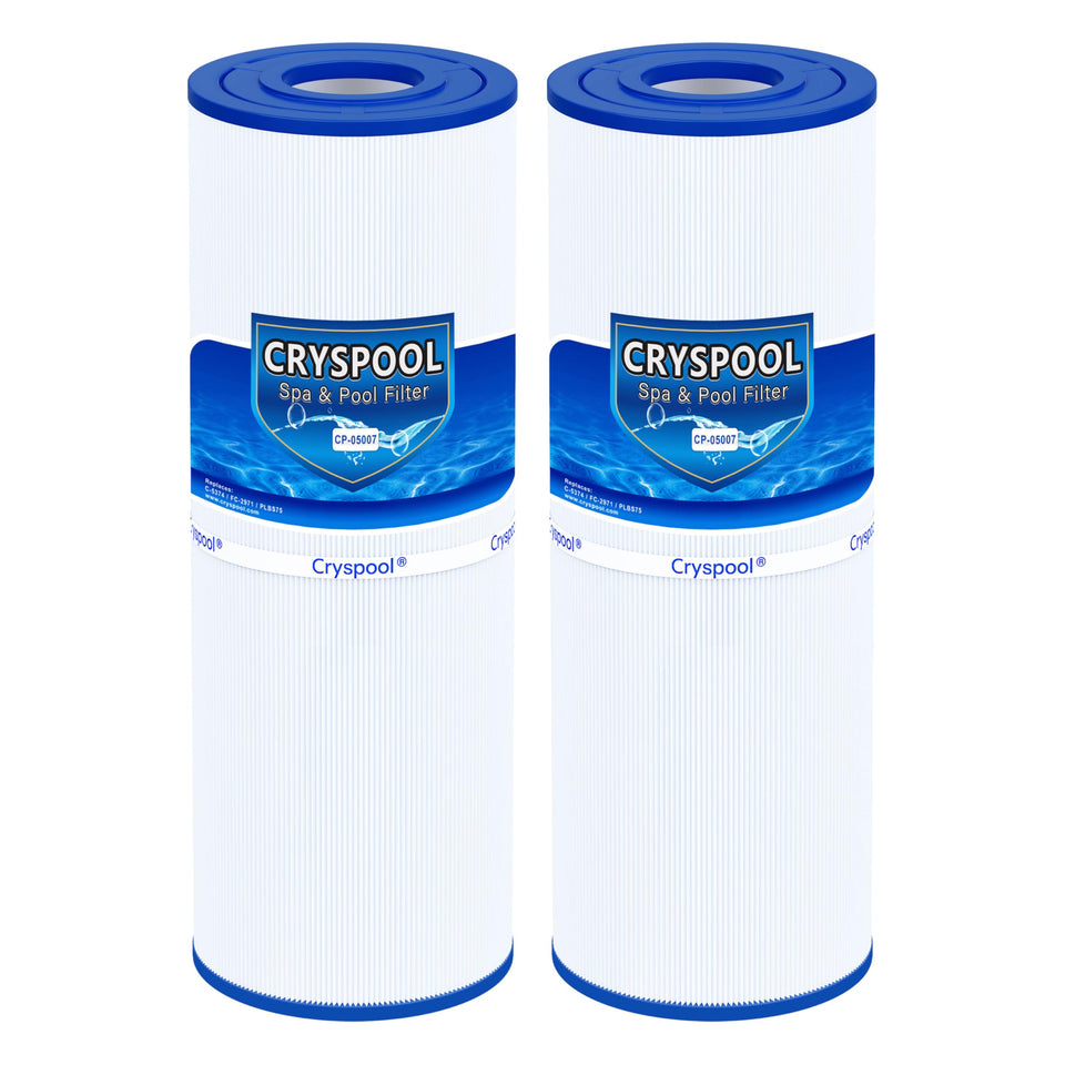 Cryspool 05007 spa filter cartridge top view with 75 sq ft filtration.