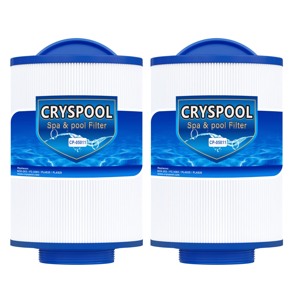 Cryspool 05011 filter showing seven-inch length for standard hot tub fit and easy handling.