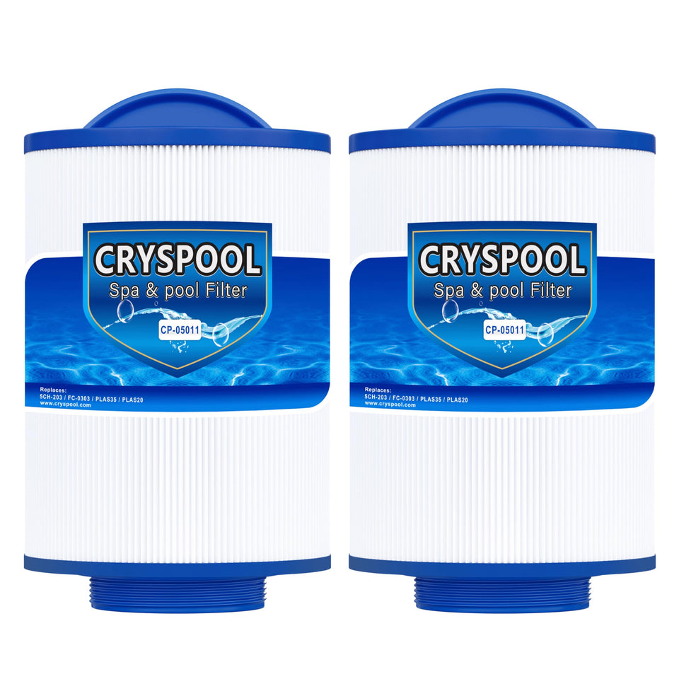 Cryspool 05011 filter showing seven-inch length for standard hot tub fit and easy handling.
