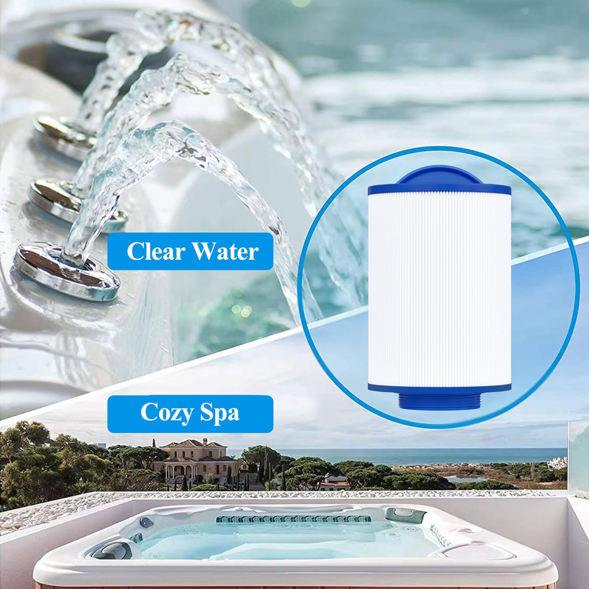 Cryspool 05011 filter packaging includes two filters for home spa replacement.