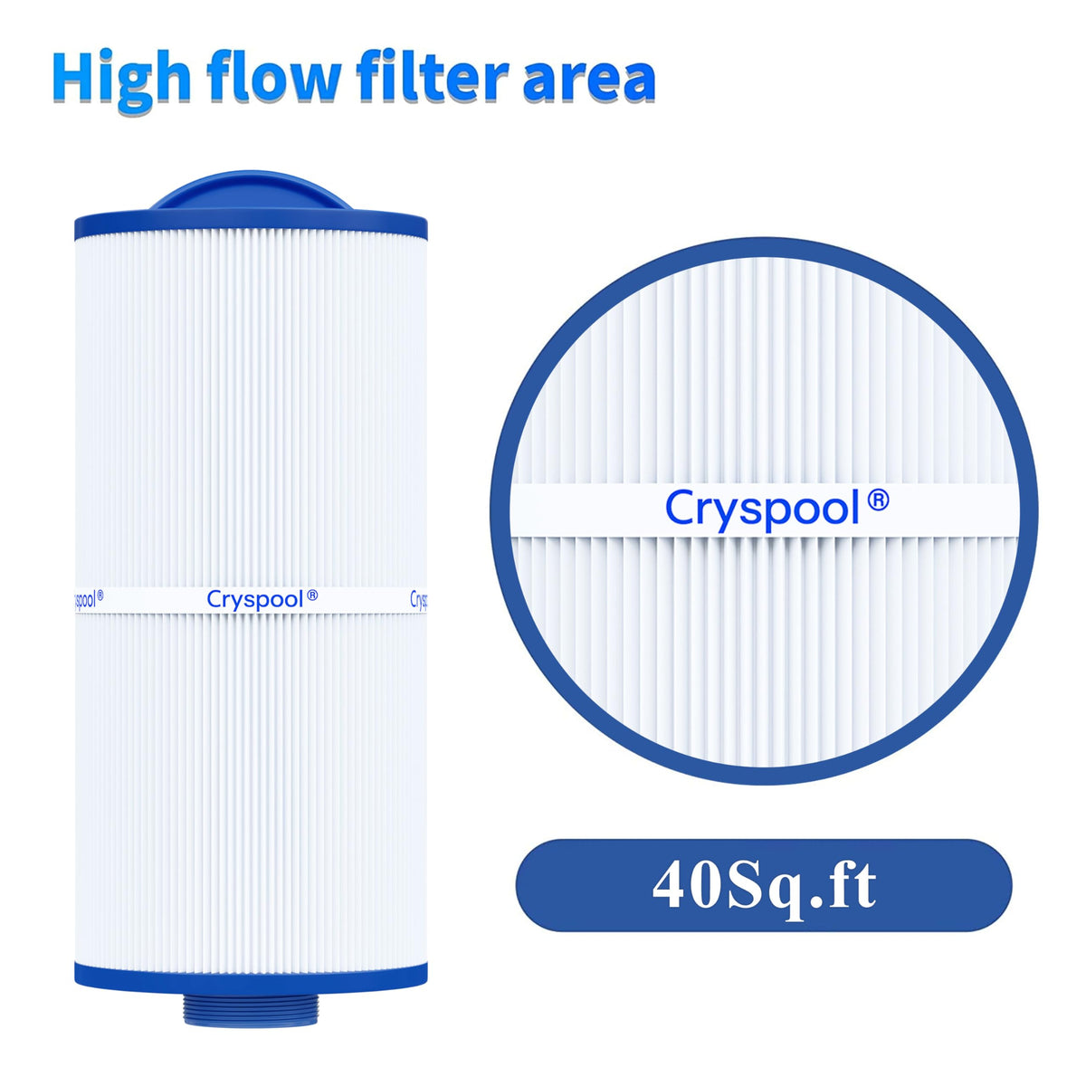 Cryspool 05033 filter 40 sq ft filtration area supports clear spa water
