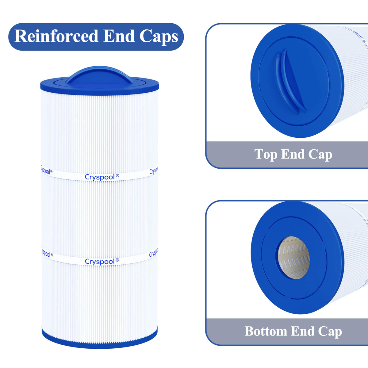 Cryspool 07043 filter with easy-clean pleats for quick maintenance.
