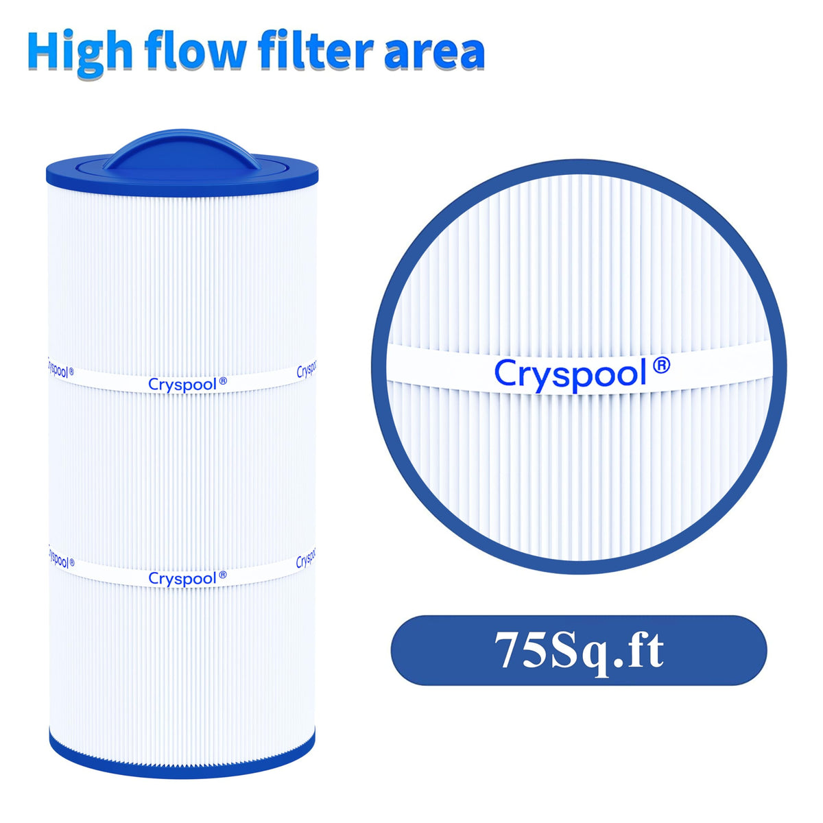 Cryspool 07043 spa cartridge with strong pleats resists wear.