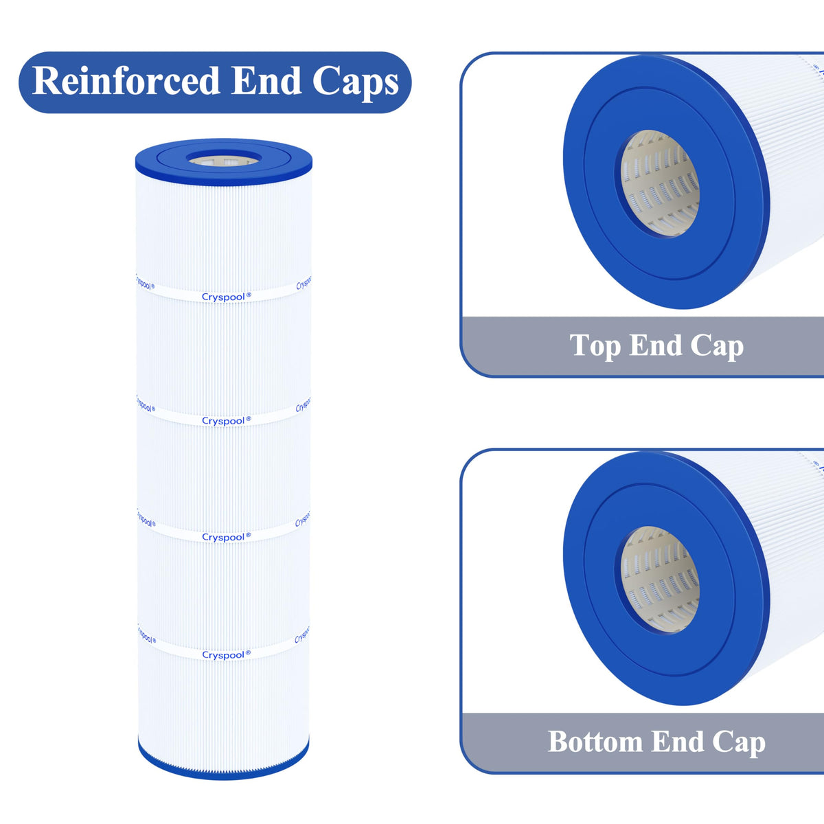 Cryspool 07073 endcaps and pleats illustrate strong construction for long-lasting filtration.