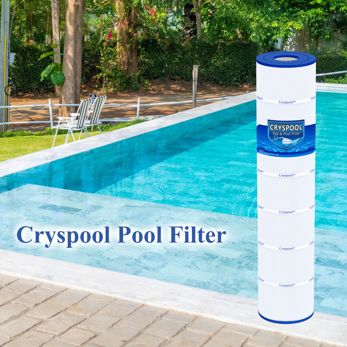 Cryspool 07116 filter 4-pack arranged for pool maintenance.
