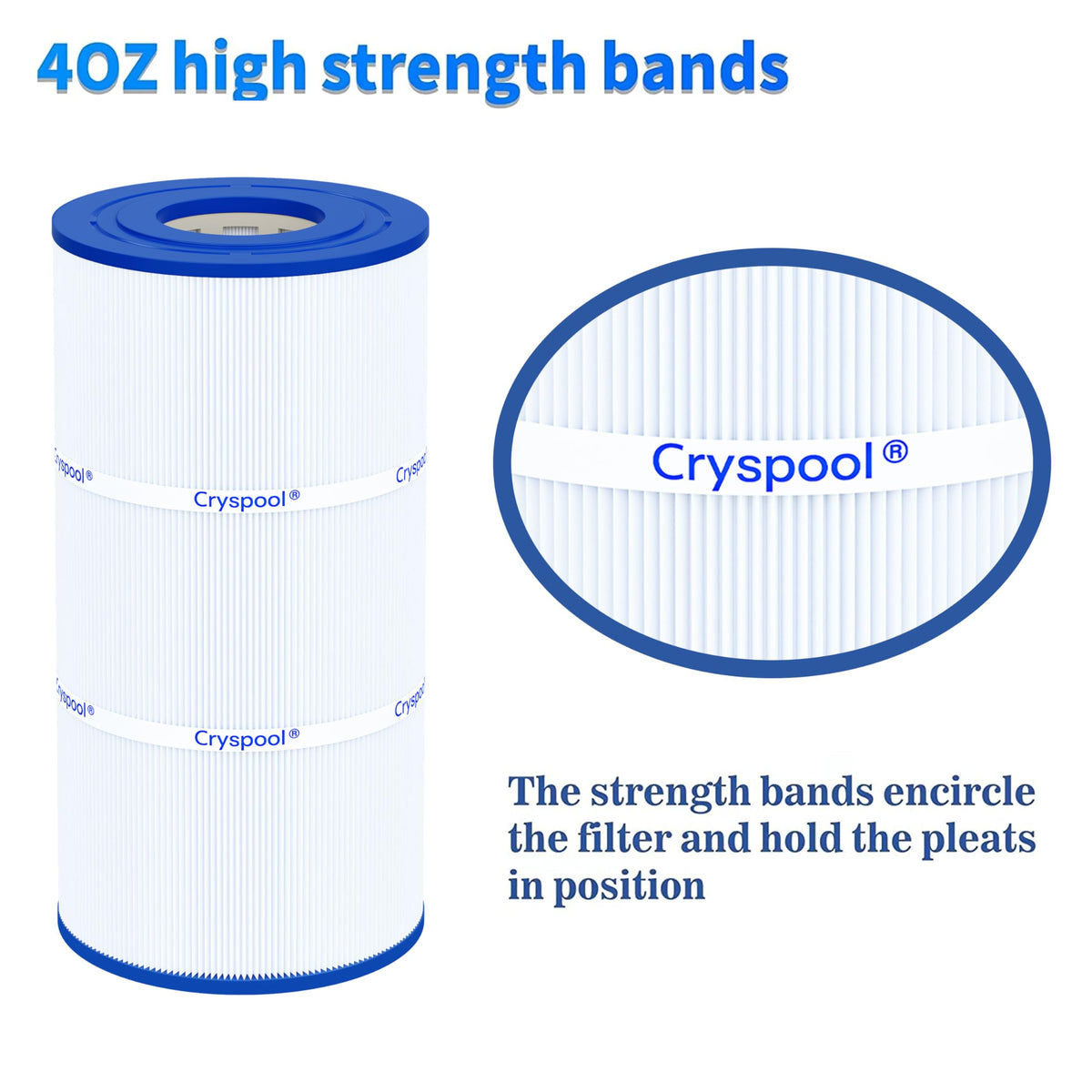 Cryspool 08046 filter offers 90 sq ft filtration area for thorough cleansing.