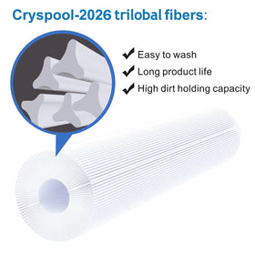 Cryspool 08046 filter pleated-structure closeup enhances debris capture and flow.