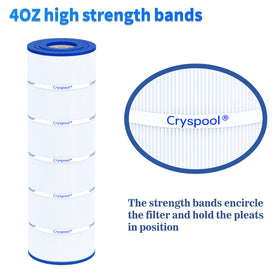 Cryspool 08059 filtration-area illustration highlights 150 sq ft capacity.