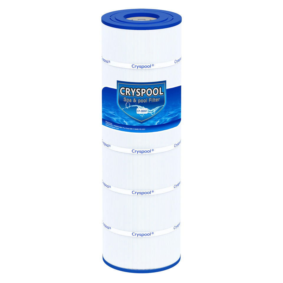 Cryspool 08061 filter assembly shows compatibility with multiple pool systems