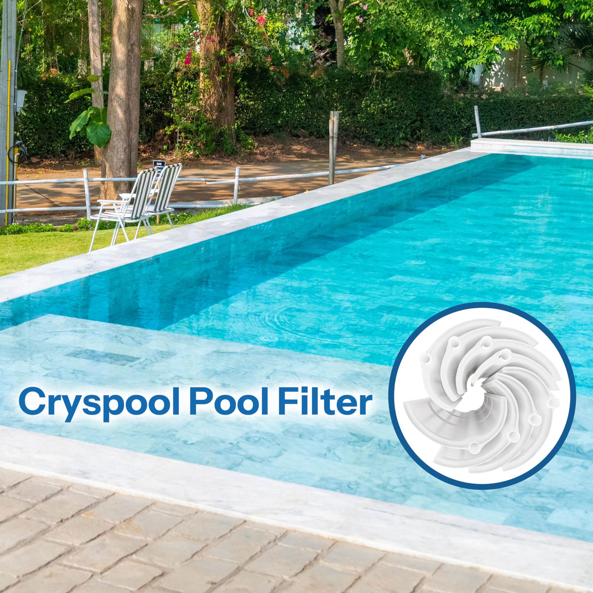 Cryspool 1003 DE filter, 18-inch height, designed for space-efficient installation.