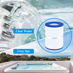 Cryspool PDM28 filter in-spa unit enables easy replacement.