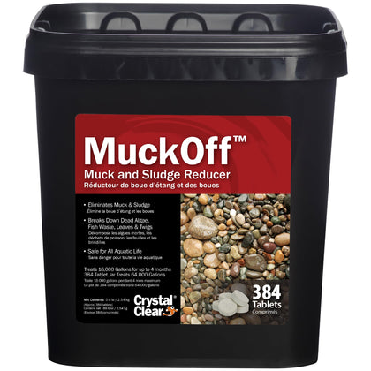 CrystalClear MuckOff tablets dissolving to begin bottom muck digestion for clearer water.