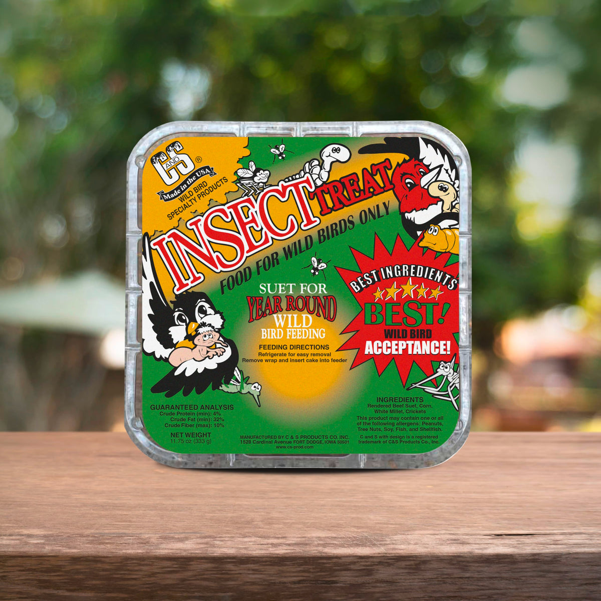 Made in the USA, C&S Insect Suet Treat trusted by bird lovers