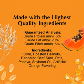 C&S Oriole Delight no melt suet dough back panel shows ingredients for birds