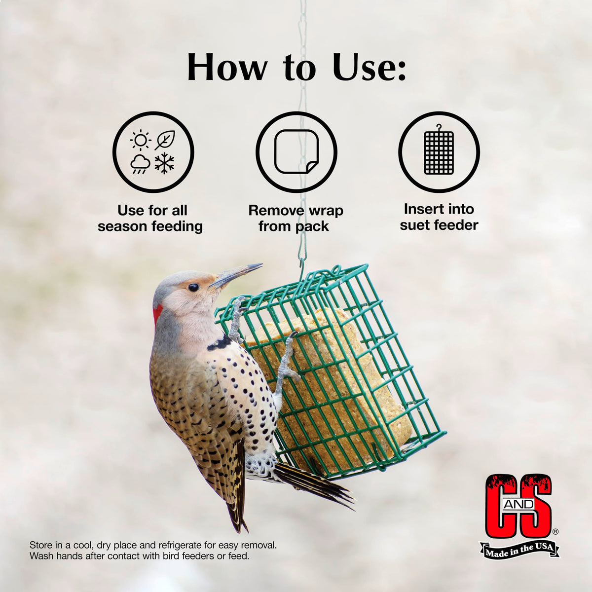 C&S Sunflower Suet Treat invites wrens with a savory, high-energy snack