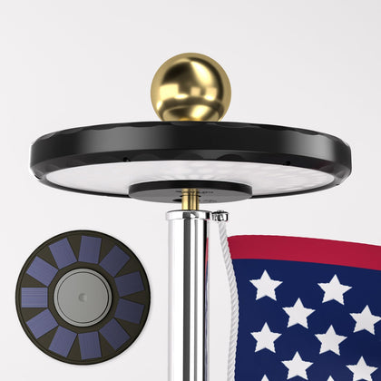 CTOL solar flagpole light with 132 LEDs for bright nighttime flag visibility.