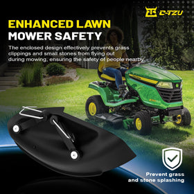 C-Tzu GY20417 mulch cover installed on a John Deere deck.