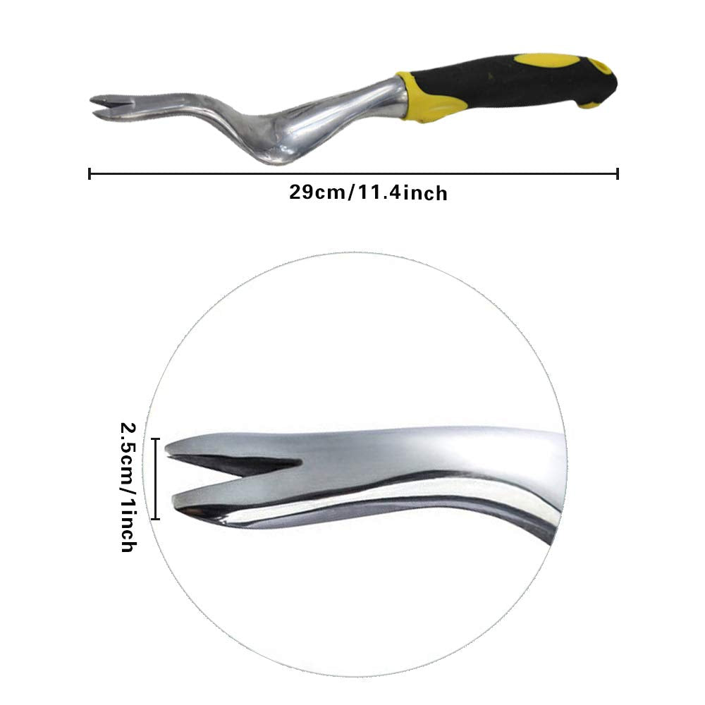 Cuayaes weed puller tool in bright yellow for high garden visibility.