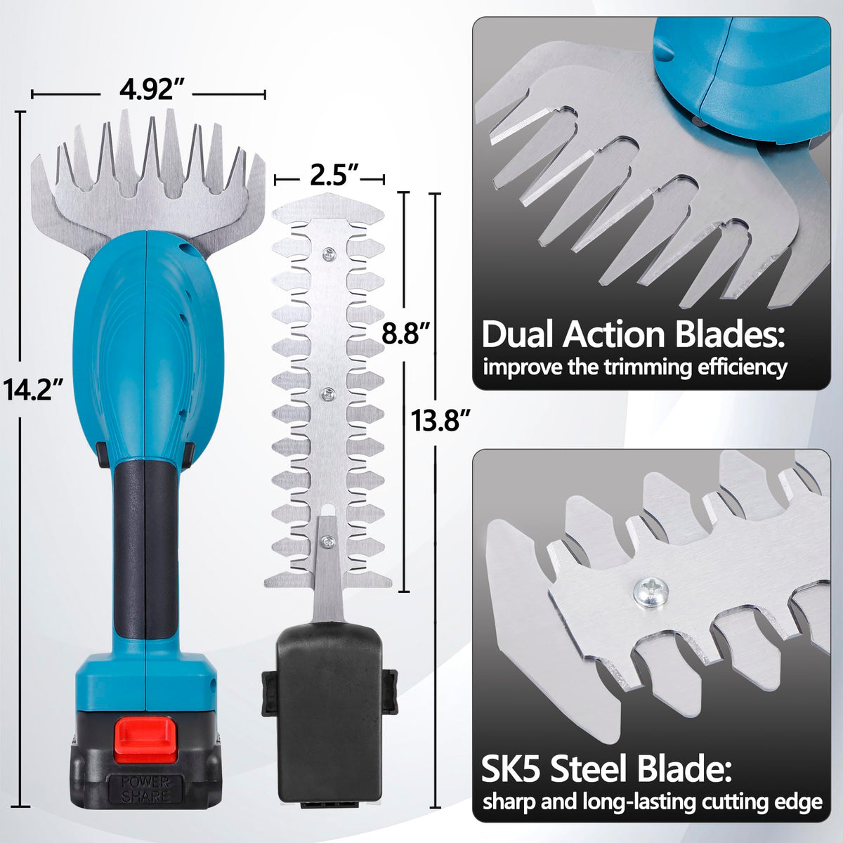 Cub Tik angle-adjustable trimmer used on uneven terrain