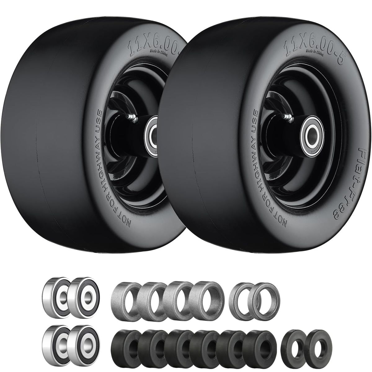 Cubesprings 11x6-00-5 flat-free tire front view for zero-turn mowers