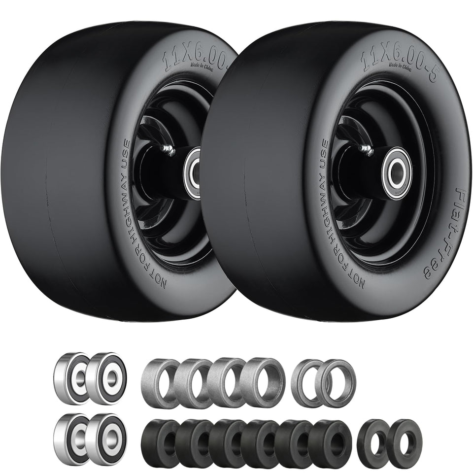 Cubesprings 11x6-00-5 flat-free tire front view for zero-turn mowers