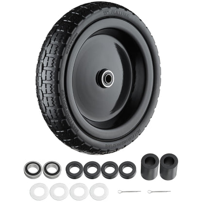 Cubesprings 13in flat-free tire side view for wheelbarrows.