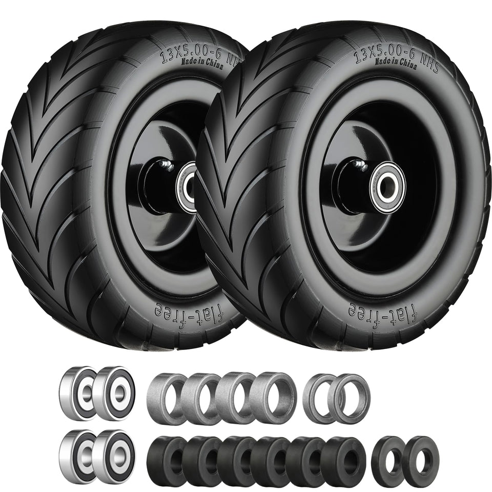 Cubesprings 13x5-00-6 flat-free tire front view for zero-turn mowers, smoother maneuvering