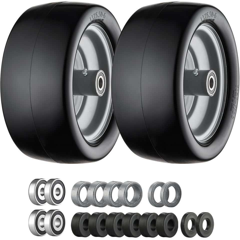 Cubesprings 13x6.50-6 front tire assembly for zero-turn mowers improves stability and maneuverability.