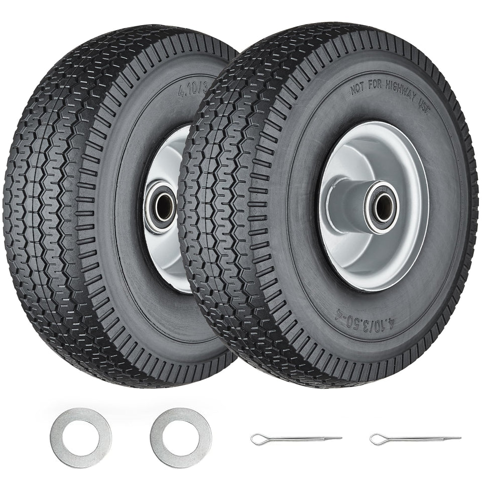 Cubesprings flat-free 410-350-4 tire and wheel for puncture-free yard tasks