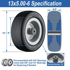 Cubesprings flat-free polyurethane tire shown from the side for durability.