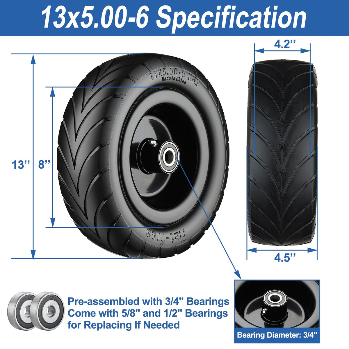 Cubesprings flat-free tire side profile enhances ride stability on uneven lawns