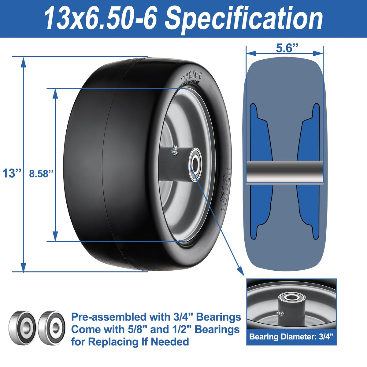 Cubesprings solid tire close-up shows puncture-free foam for low-maintenance use.