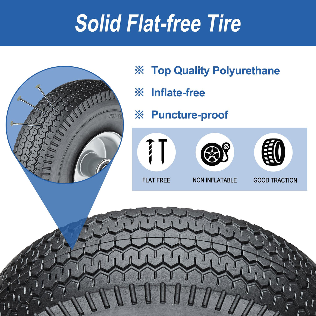 Cubesprings 10-inch solid tire fits garden carts reliably