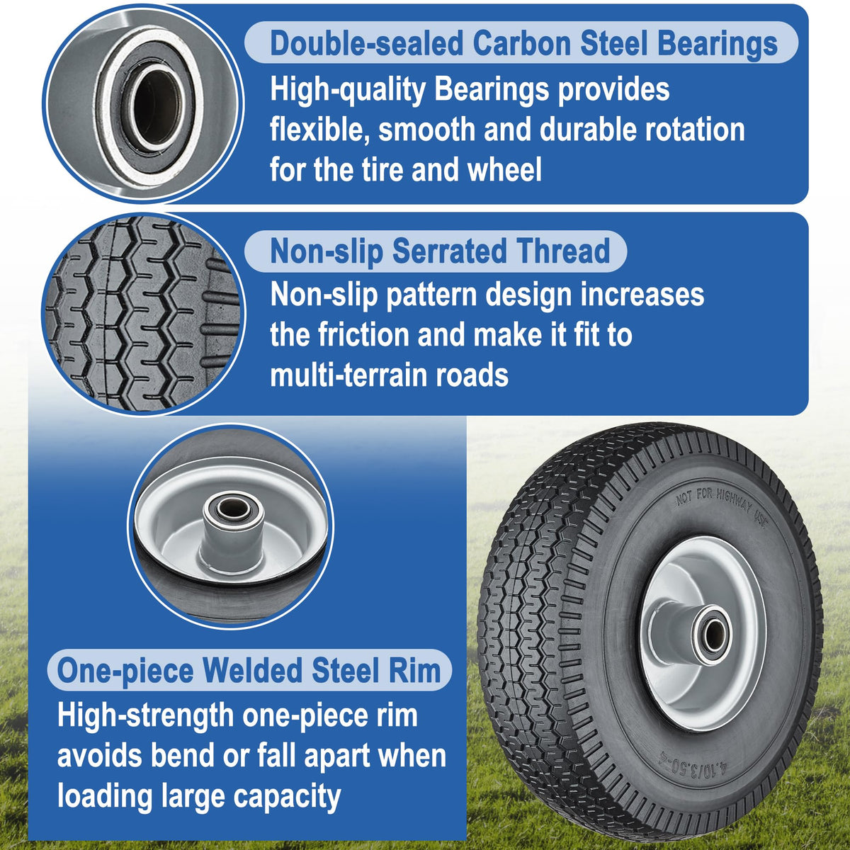 Cubesprings welded rim with sealed bearings supports heavy loads