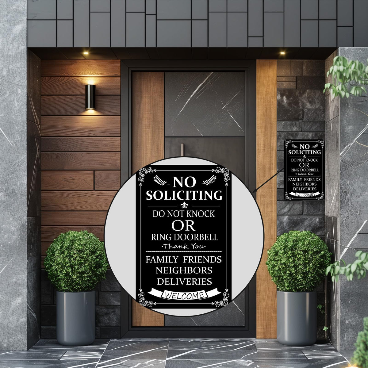 CUDIG easy installation no soliciting sign suitable for porch or entryway.