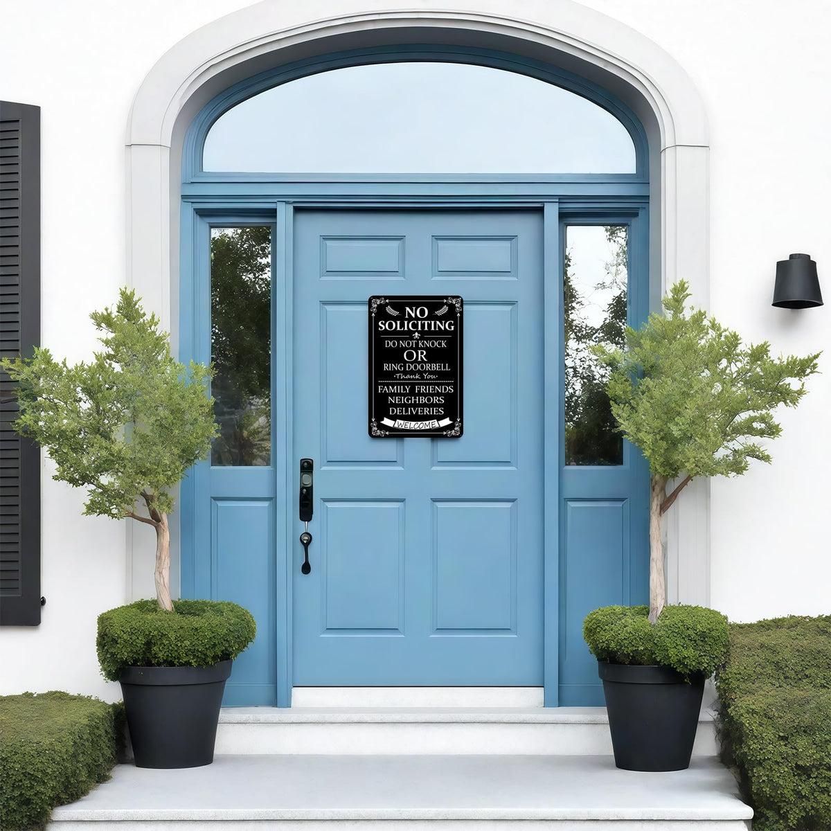 CUDIG weather resistant front door sign keeps lettering crisp.