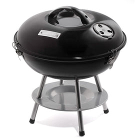 Cuisinart 14-inch portable charcoal grill with chrome-plated grate for rust resistance and easy cleanup