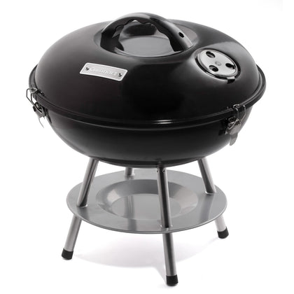 Cuisinart 14-inch portable charcoal grill with chrome-plated grate for rust resistance and easy cleanup