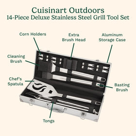 Cuisinart grill brush with extra head for thorough post-meal cleanup.