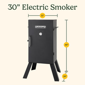 Cuisinart 30in electric smoker interior showing chrome racks and ample cooking space