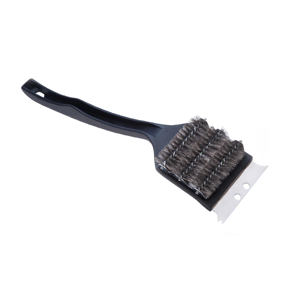 Cuisinart CCB-100 18 inch brush overview showing reach across grill grates for easy cleaning