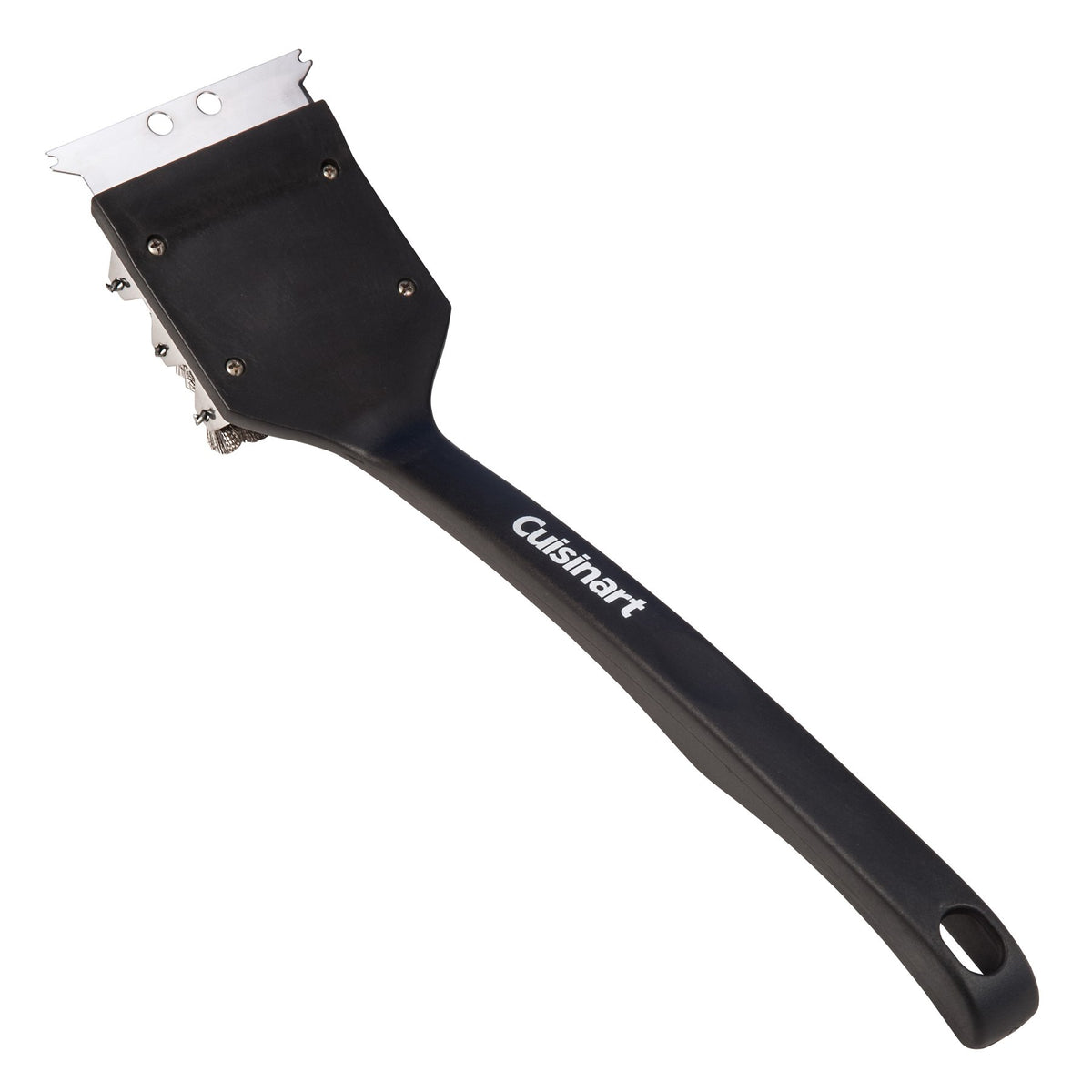 Cuisinart CCB-100 triple bristle bristles in action for deep cleaning on grill