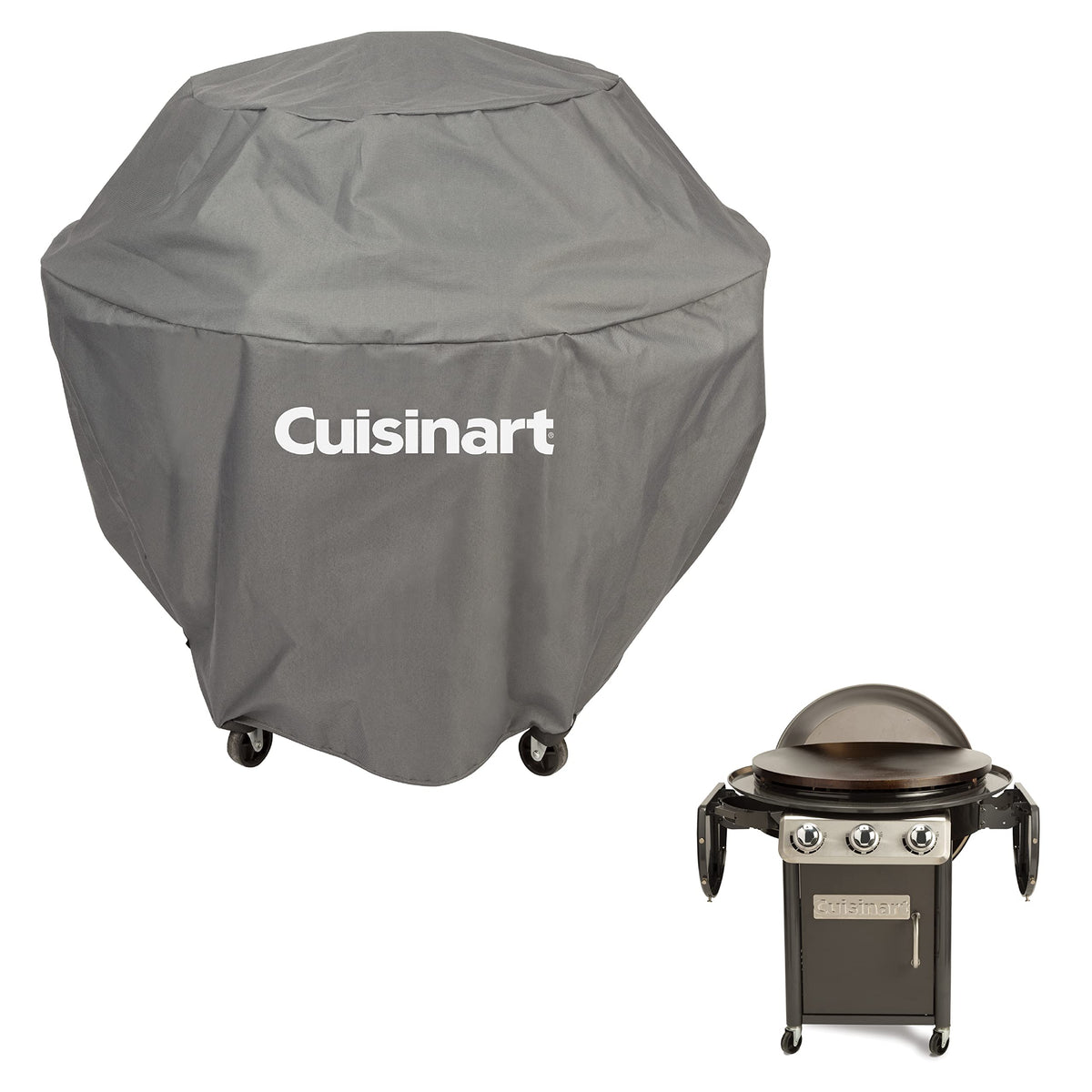 Cuisinart CGWM-057 XL 360° griddle cover adjustable straps secure a snug fit.