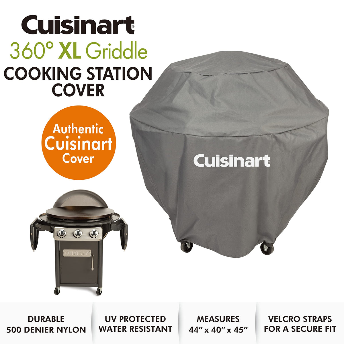 Cuisinart CGWM-057 XL 360° griddle cover side vents close-up shows moisture-dissipation design.