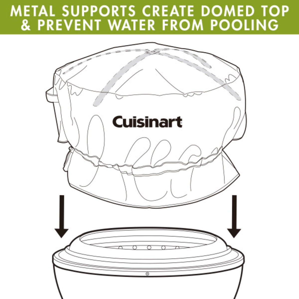 Cuisinart Cleanburn cover showing side vents for wind and condensation control.