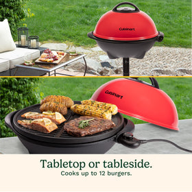 Cuisinart grill with five adjustable heat settings for precise cooking temperatures.