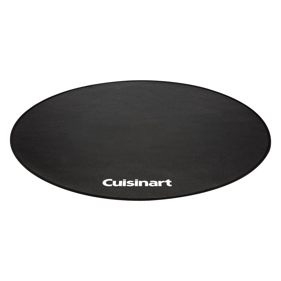 Cuisinart 36-inch silicone-coated grill mat in use on deck protecting against grease