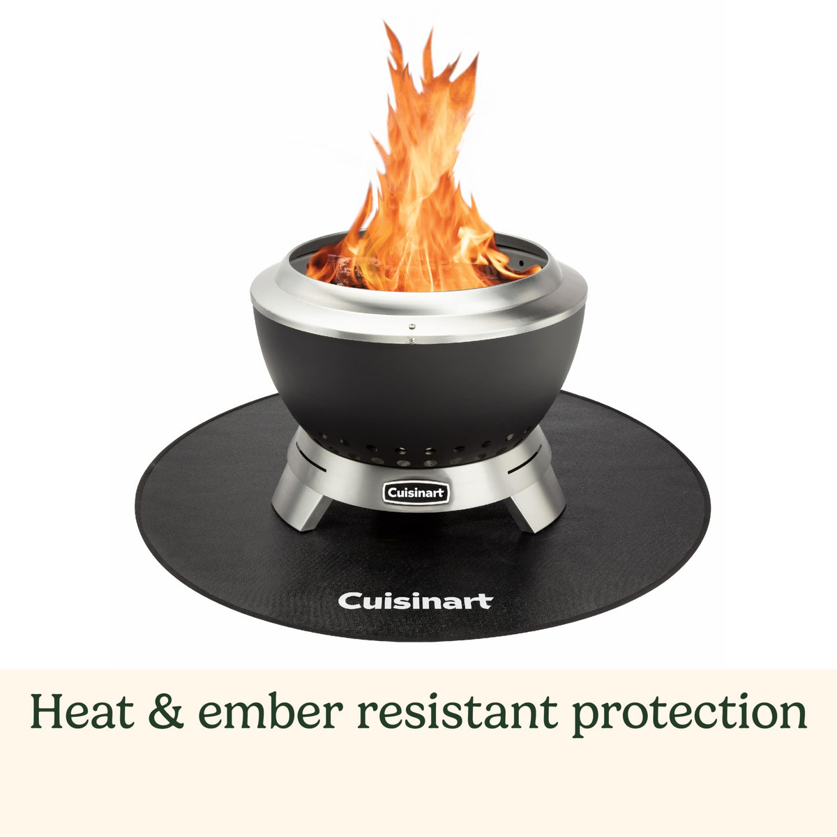 Cuisinart grill mat placed under grill showing heat resistance