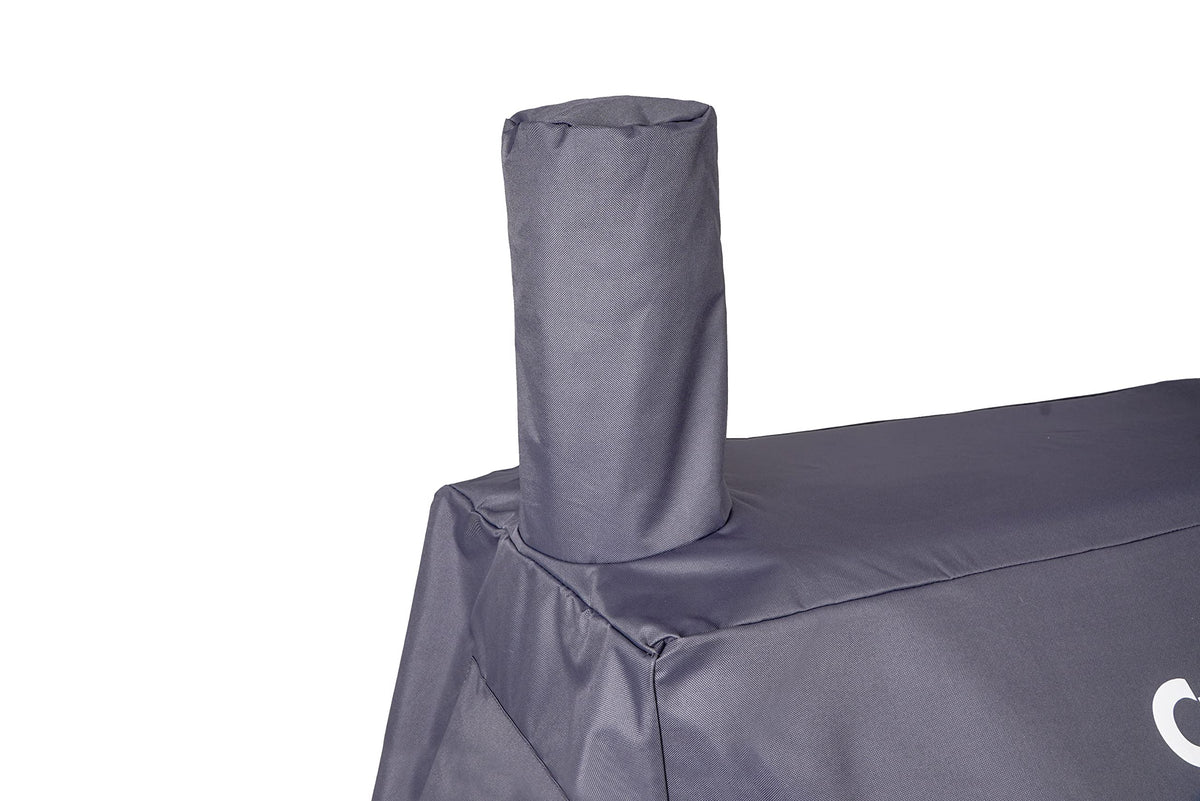 Cuisinart Oakmont grill cover secured by buckle straps for a secure fit.