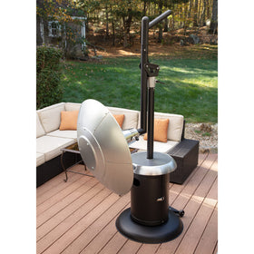 Cuisinart folded-arm storage keeps the patio neat after use.